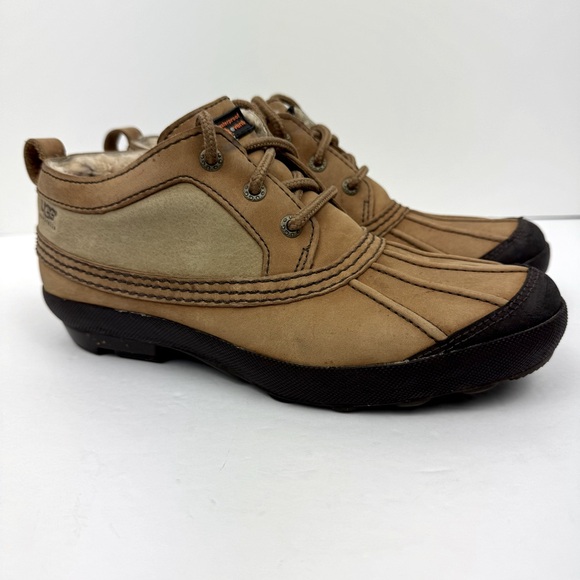 UGG Australia Boots Womens 7.5 Magpie Duck Ankle Bootie. Waterproof tan Leather - Picture 1 of 15